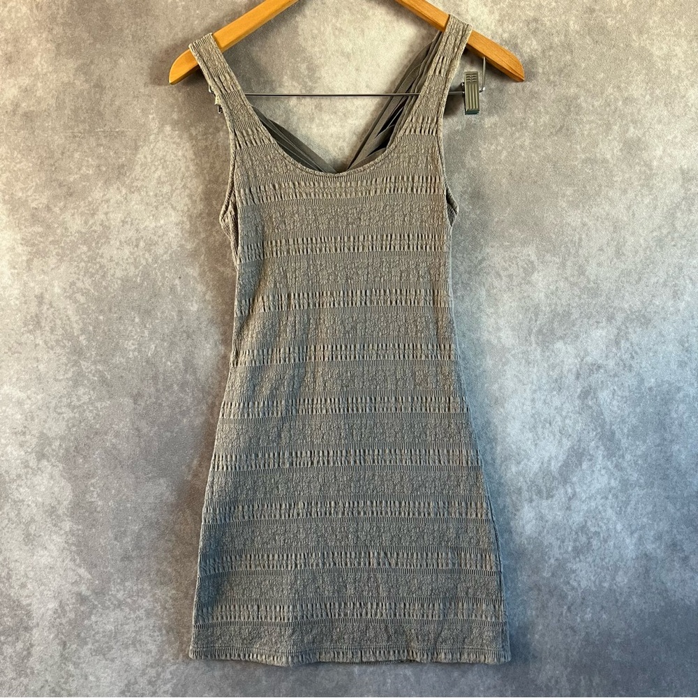 Free People Strappy Twist Back Dress Women XS / TP Bodycon Textured Stretch Gray